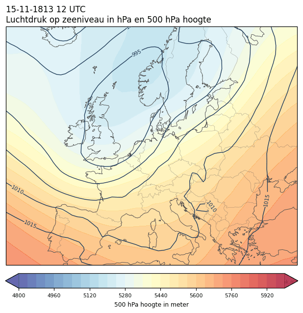 Weerkaart van 15 november 1813 om 12 UTC