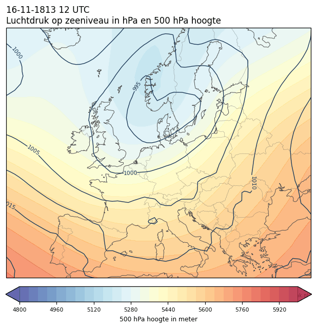 Weerkaart van 16 november 1813 om 12 UTC