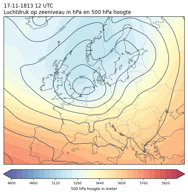 Weerkaart van 17 november 1813 om 12 UTC