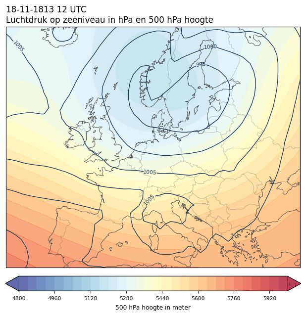 Weerkaart van 18 november 1813 om 12 UTC