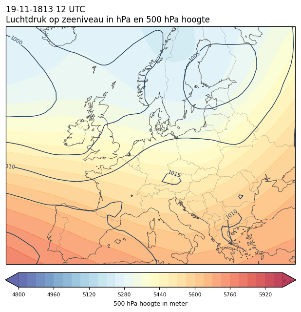 Weerkaart van 19 november 1813 om 12 UTC
