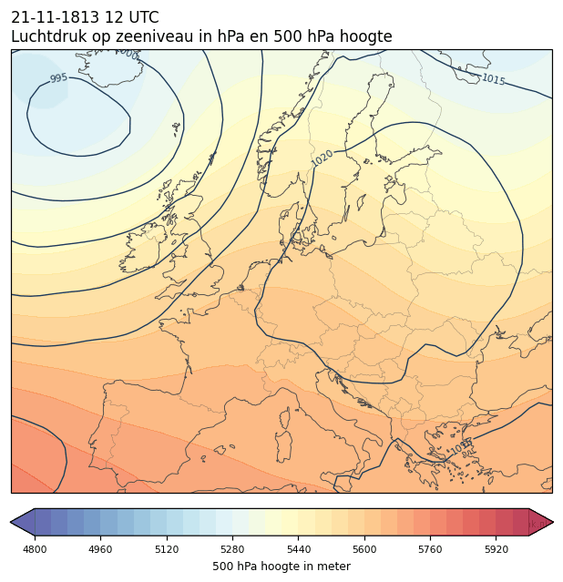 Weerkaart van 21 november 1813 om 12 UTC