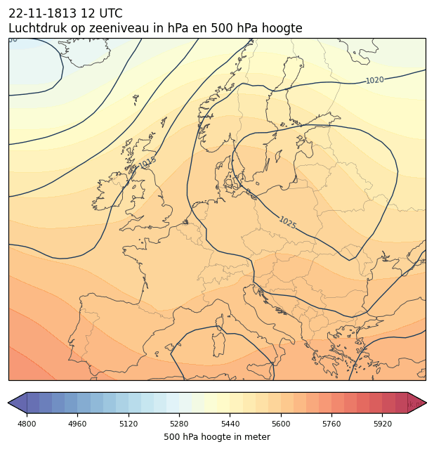 Weerkaart van 22 november 1813 om 12 UTC