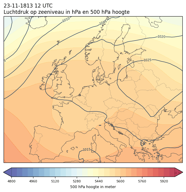 Weerkaart van 23 november 1813 om 12 UTC