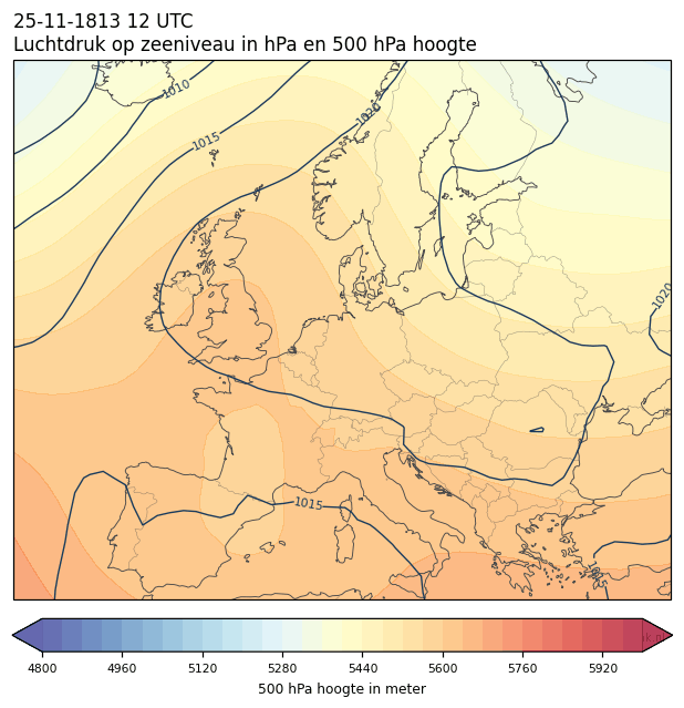 Weerkaart van 25 november 1813 om 12 UTC
