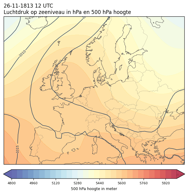 Weerkaart van 26 november 1813 om 12 UTC