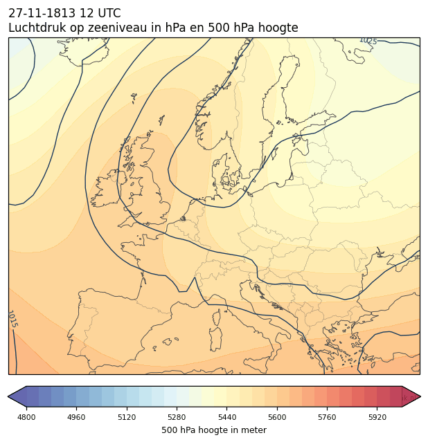 Weerkaart van 27 november 1813 om 12 UTC