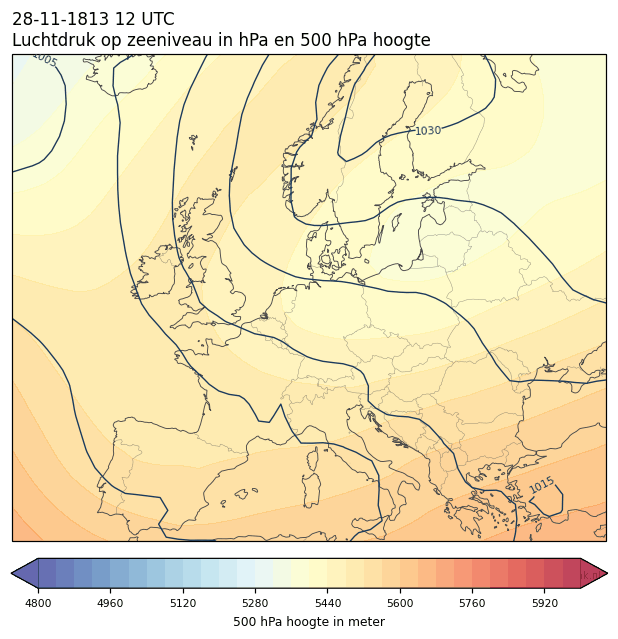 Weerkaart van 28 november 1813 om 12 UTC