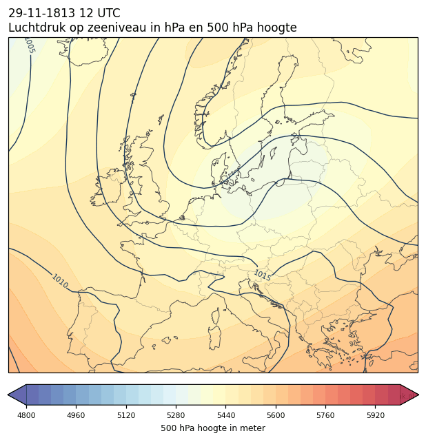 Weerkaart van 29 november 1813 om 12 UTC