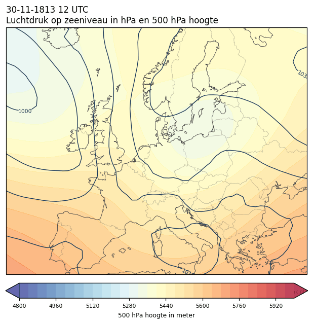 Weerkaart van 30 november 1813 om 12 UTC