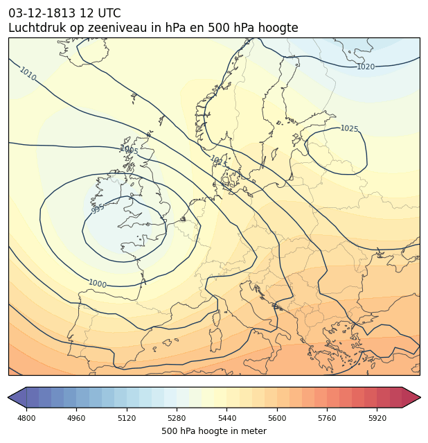 Weerkaart van 3 december 1813 om 12 UTC
