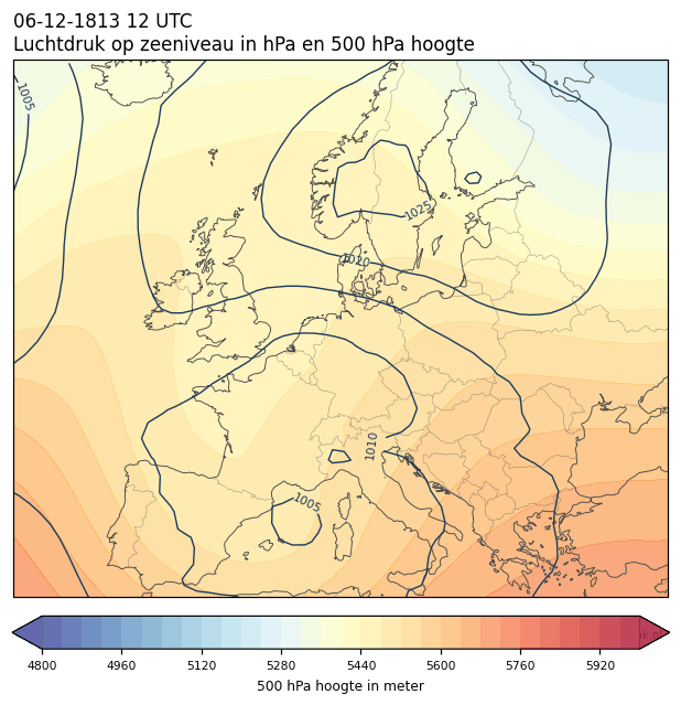 Weerkaart van 6 december 1813 om 12 UTC