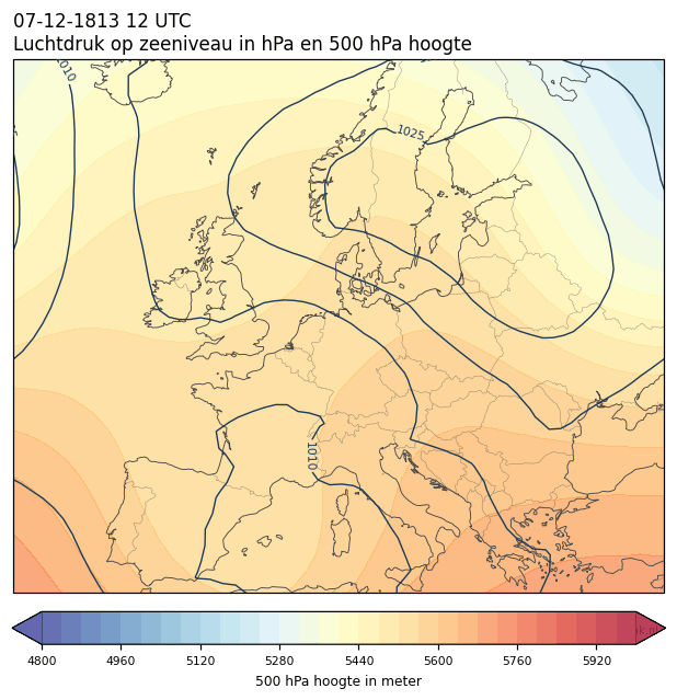 Weerkaart van 7 december 1813 om 12 UTC