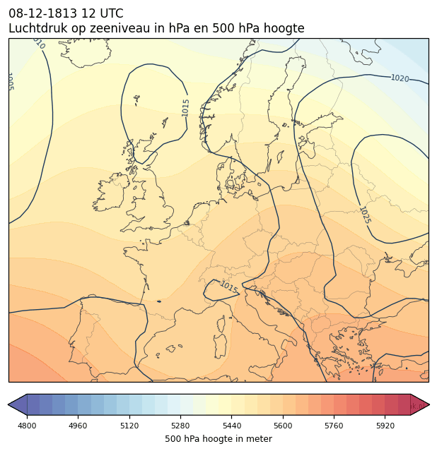 Weerkaart van 8 december 1813 om 12 UTC