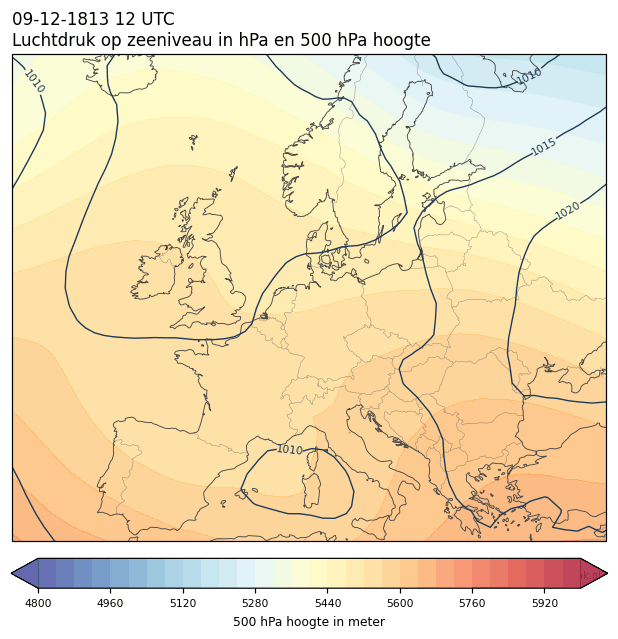 Weerkaart van 9 december 1813 om 12 UTC