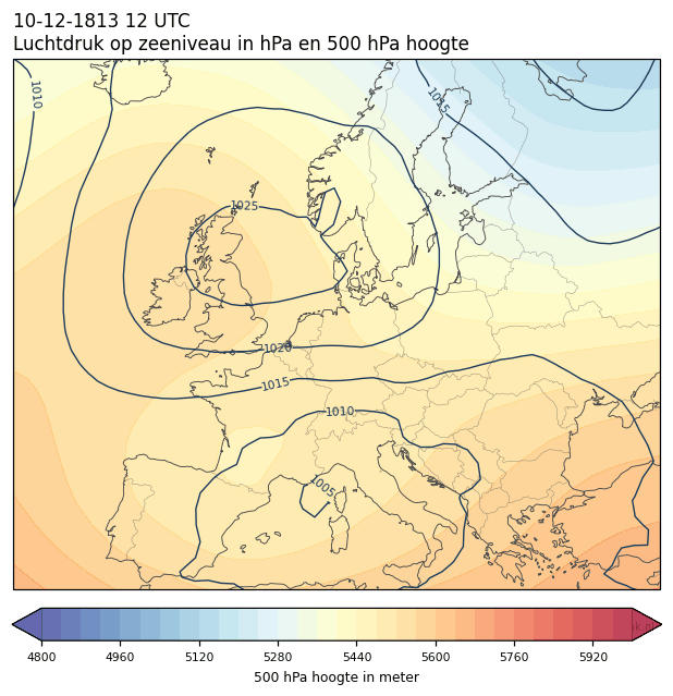 Weerkaart van 10 december 1813 om 12 UTC