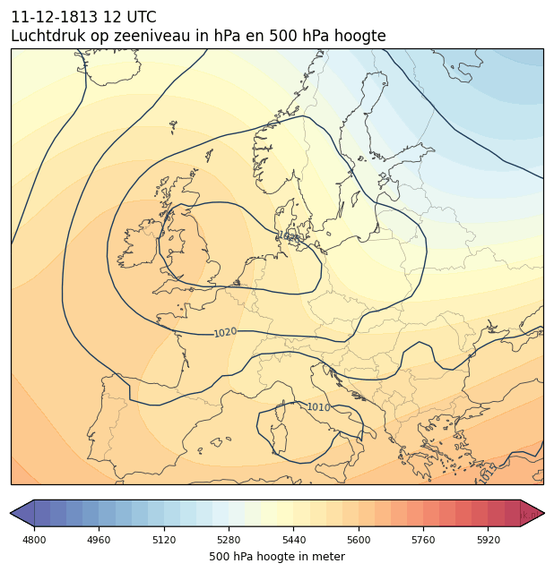Weerkaart van 11 december 1813 om 12 UTC