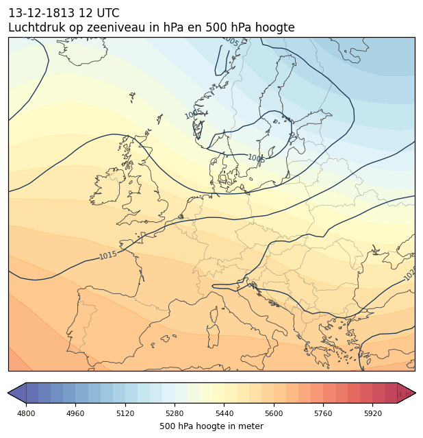 Weerkaart van 13 december 1813 om 12 UTC