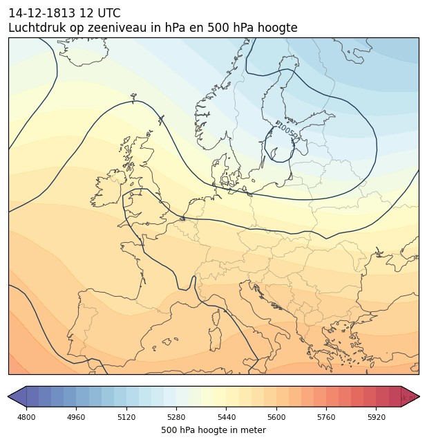 Weerkaart van 14 december 1813 om 12 UTC