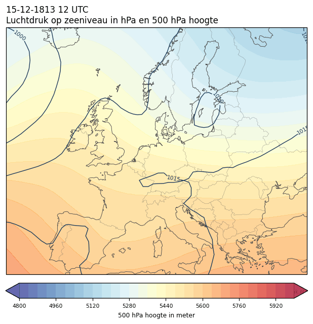 Weerkaart van 15 december 1813 om 12 UTC