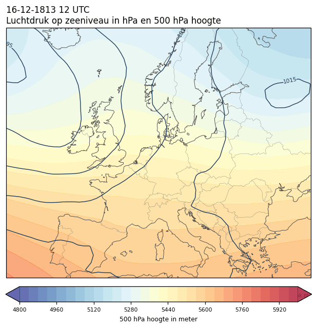 Weerkaart van 16 december 1813 om 12 UTC