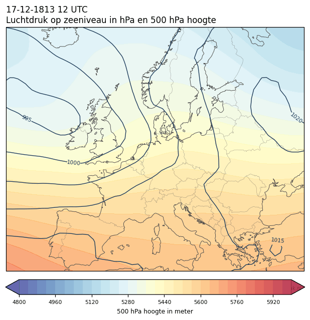 Weerkaart van 17 december 1813 om 12 UTC