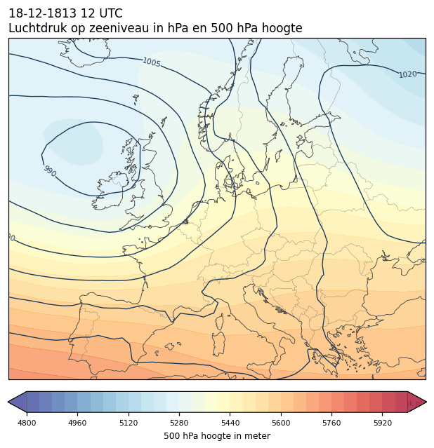 Weerkaart van 18 december 1813 om 12 UTC