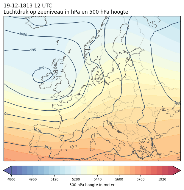 Weerkaart van 19 december 1813 om 12 UTC