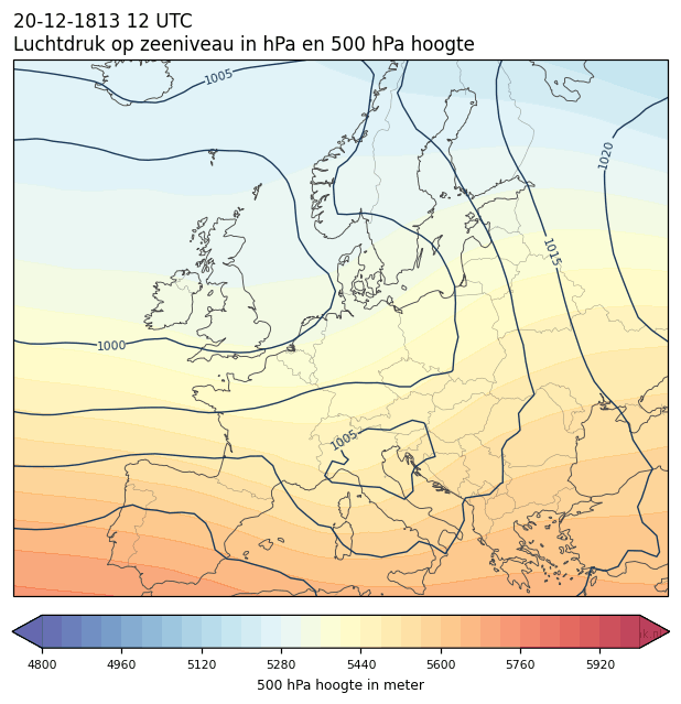Weerkaart van 20 december 1813 om 12 UTC