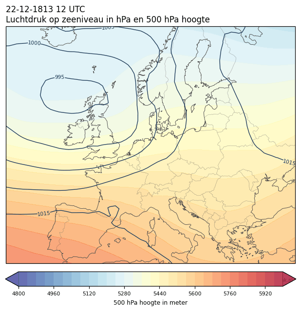 Weerkaart van 22 december 1813 om 12 UTC