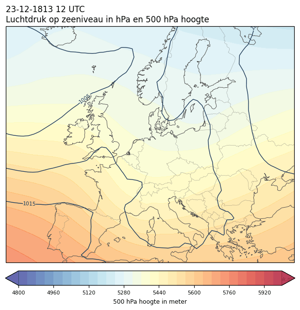 Weerkaart van 23 december 1813 om 12 UTC