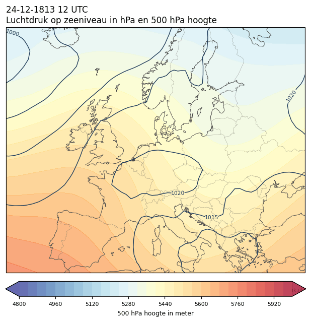 Weerkaart van 24 december 1813 om 12 UTC