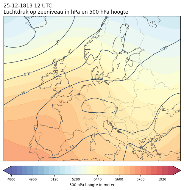 Weerkaart van 25 december 1813 om 12 UTC