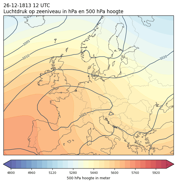Weerkaart van 26 december 1813 om 12 UTC