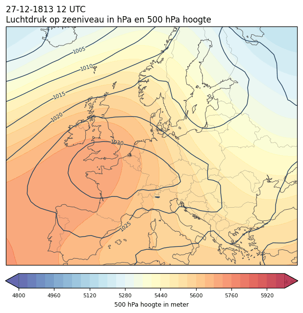 Weerkaart van 27 december 1813 om 12 UTC