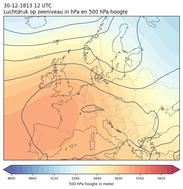 Weerkaart van 30 december 1813 om 12 UTC