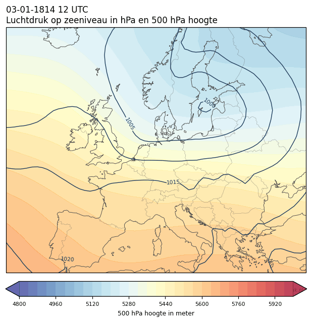 Weerkaart van 3 januari 1814 om 12 UTC