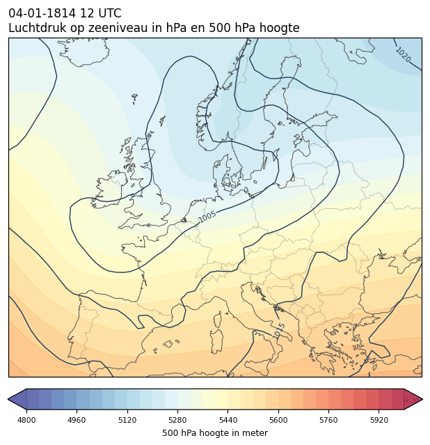 Weerkaart van 4 januari 1814 om 12 UTC
