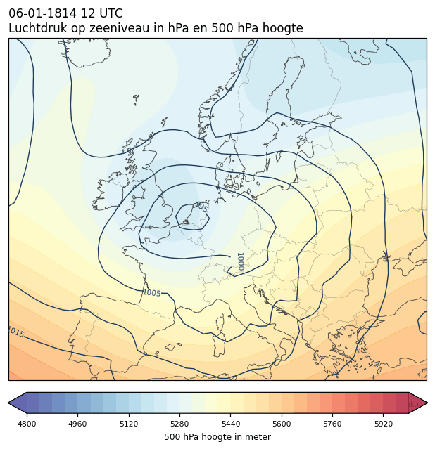Weerkaart van 6 januari 1814 om 12 UTC