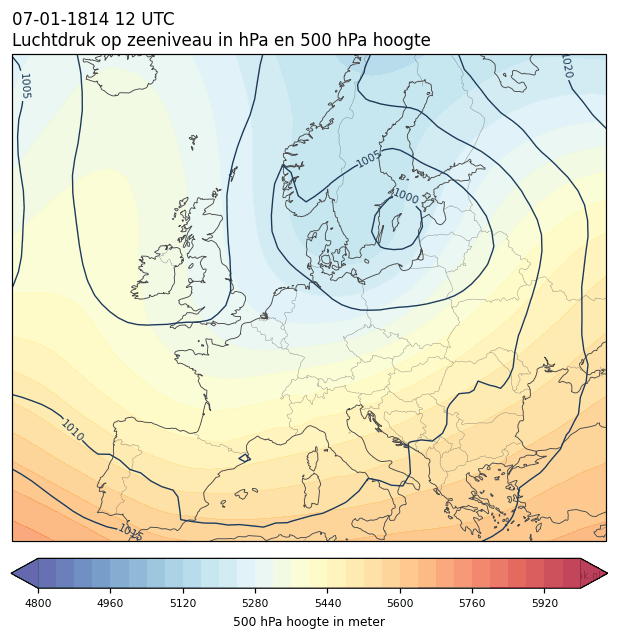 Weerkaart van 7 januari 1814 om 12 UTC