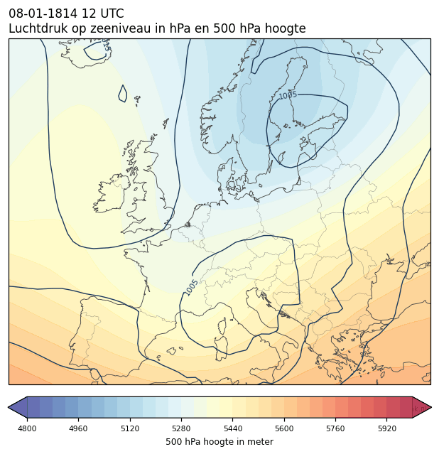 Weerkaart van 8 januari 1814 om 12 UTC