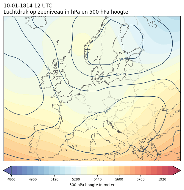 Weerkaart van 10 januari 1814 om 12 UTC