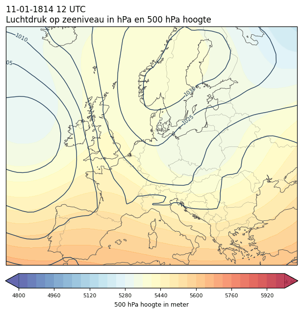 Weerkaart van 11 januari 1814 om 12 UTC
