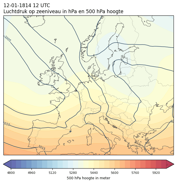 Weerkaart van 12 januari 1814 om 12 UTC