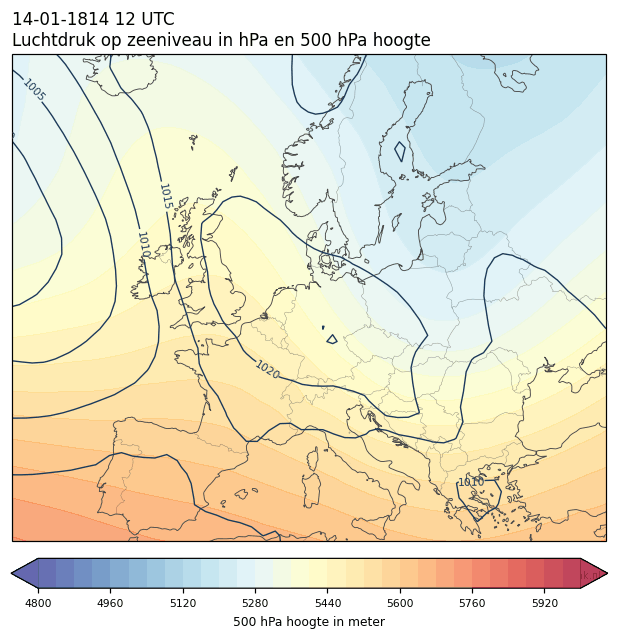 Weerkaart van 14 januari 1814 om 12 UTC