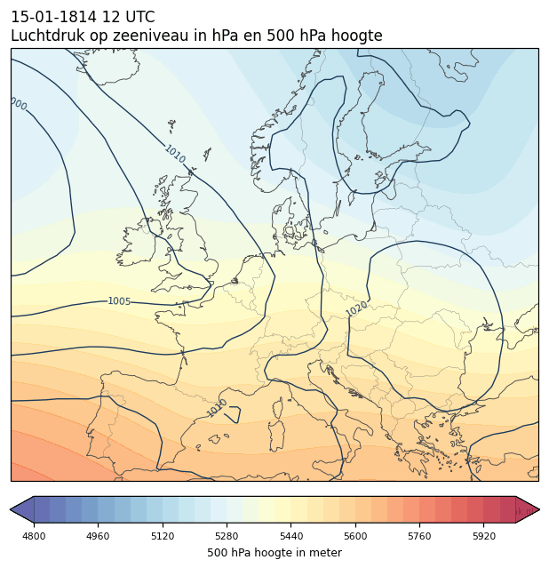Weerkaart van 15 januari 1814 om 12 UTC