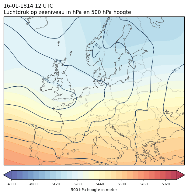 Weerkaart van 16 januari 1814 om 12 UTC
