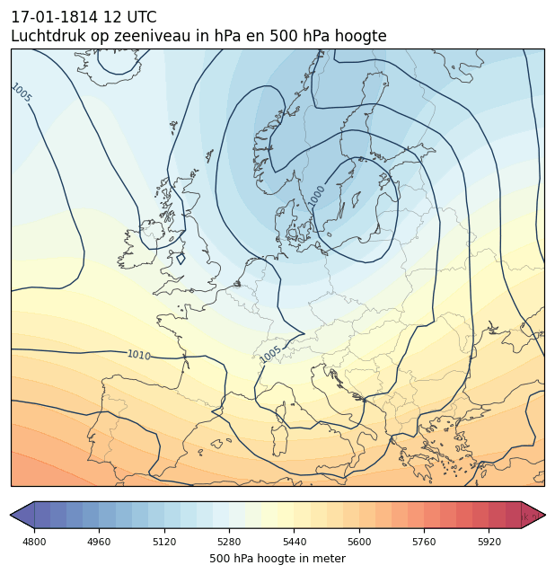 Weerkaart van 17 januari 1814 om 12 UTC