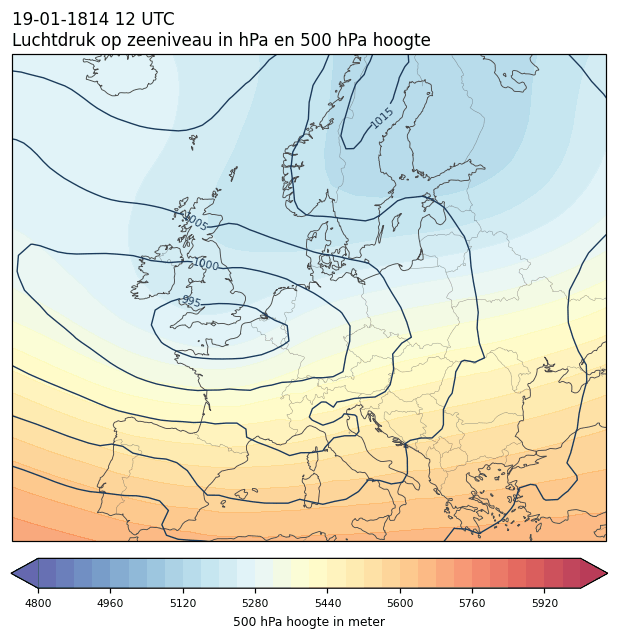 Weerkaart van 19 januari 1814 om 12 UTC