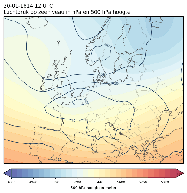 Weerkaart van 20 januari 1814 om 12 UTC